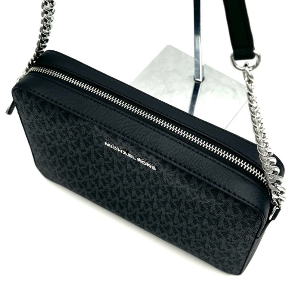 Michael Kors Large Jet Set Item EW Crossbody Bag Black Signature - Picture 6 of 11